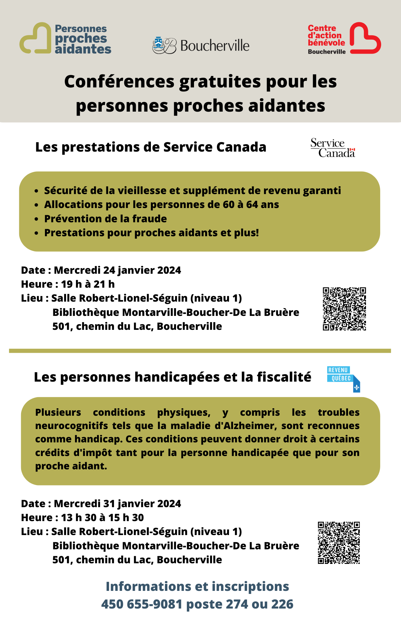 Affiche conférence pour les personnes proches aidantes